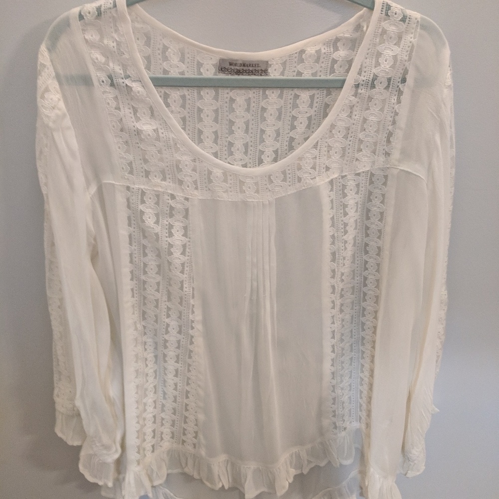 White sheer flowy top